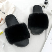 Women Slippers Faux Rex Rabbit Fur Slippers Slides For Women Luxury Designer Sandals On Summer Furry Slippers Flip Flops Shoes Plus Size Shoes