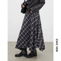 CHIC VEN New Women Skirts Loose Casual Retro High Waisted Office Ladies A-line Plaid Sanded Mid Length Skirt Spring Autumn 2026