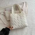Portable Solid Color Handbag Puffer Bubbles Lightweight Tote Bags Large Capacity Shoulder Bag