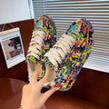 Women's Casual Sneakers Painted Graffiti Lace Up Sports Shoes for Women Flat Pu Leather Ladies Running Shoes 2024 Fashion New