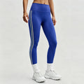 Women High Waist Yoga Leggings Side Bicolor Stripes Design High Stretch Opaque Soft Breathable Workout Pants