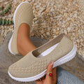Women Breathable Knit Slip On Loafers Lightweight Soft Sole Elderly Mom Walking Shoes Summer Hollow Mesh Comfort Casual Flats
