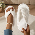 Women's Home Slippers Fashion Corduroy Flip Flops For Women Sandals Winter Warm Plush Slides Indoor Flat Soft Sole Female Shoes