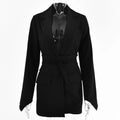 LGRQ Women's Bandage high Waist Blazer ,Fashion Long Sleeves Lapel Long Sleeve Solid Color Jackets, 2026 spring