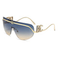 2027 Luxury Oversized Shield Sunglasses Gold Metal Design Gradient Lens Sun Glasses UV400 Protection Women Shades Sunglass Top