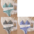 3/6pcsSeamless Bra Set, Low Rise Underwear, Leopard Print Bra, Sexy Lingerie Set, V-Neck Sports Bra, Women'S Cotton Lingerie Set