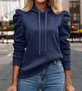2024 Autumn Winter New Polo Hoodie Solid Color Long Sleeve Fashion Stacked Sleeve Casual Comfortable Women's Hoodie