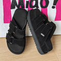 Summer Platform Women Men Slippers Genuine Cow Leather Beach Womens Buckle Chunky Sandals Vacation Slides for Ladies Footwear