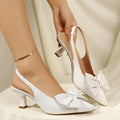 2026 New Bow Decor Pointed Toe Women's High Heels Summer Fashion Solid Closed Toe Stiletto Shoes for Women Women's Heeled Mules