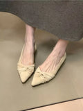 French Retro Twisted Knot Pointed Toe Flats, Soft Suede Slip-on Lazy Shoes, Comfortable Commuter Ballet Flats for Women