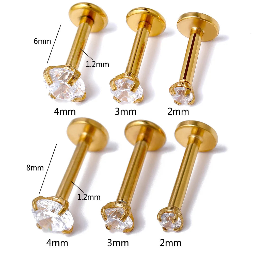 Jewelry Set Titanium Piercing 10pcs 20/18/16g G23 Titanium Piercing CZ Lip Labre Earrings Set Lip Stud Ring Tragus Free Spiral Cartilage Jewelry For Women