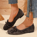 Fashion Felt Women's Slip-On Flats Shoes Soft Soled Comfortable Casual Daily Wear Flat Shoes Bowknot Shallow Mouth Woman Shoes