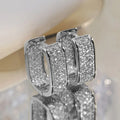 Shiny Geometric Square Earrings Elegant Korean-Style Zirconia Stud Earrings Luxury Full-Paved Women Jewelry Gift for Women