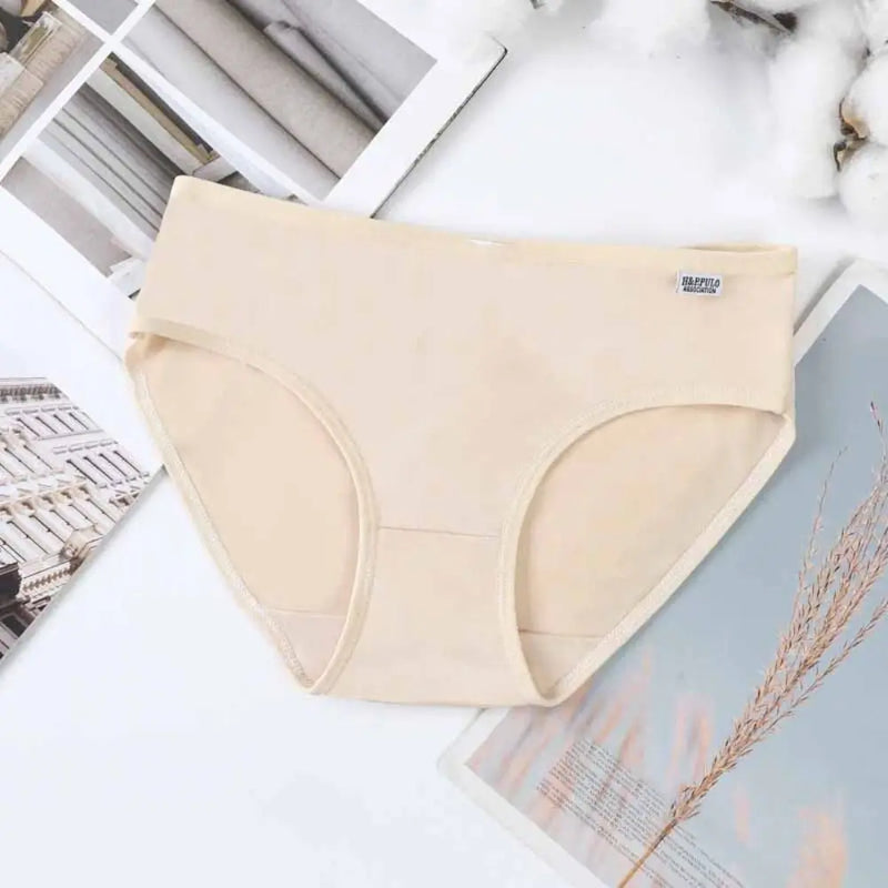 6Pcs Sweet Candy Color Simple Panties Breathable Underpants Underwear Women Lingerie Mid Waist Briefs Gifts