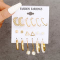 Fashion Geometric Hoop Earrings Set for Women Vintage Bohemian Pearl Gold Color Round Earring Punk Daily Wear Jewelry Gifts 2025