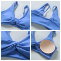 Hearuisavy Women's Twist V Neck Padded Sports Bra Adjustable Straps Back Cutout Dry Yoga Gym Run Low Support Crop Workout Top