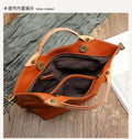 Genuine Leather Handbag Women Vintage Handbags Vegetable Tanned Cowhide Tote Bags Shoulder Crossbody Bag Casual Everyday Purse