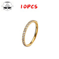 Titanium Nose Piercing 1/10Pcs F136 Titanium 16G/18G CZ Wholesale Side Prong Set Half Circle Cubic Zircon 6/8/10/12mm Hoops Nose Cilcker Conch Piercing