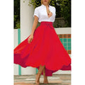 Brand New Boho Vintage Women Pleated Maxi Skirts High Waist Bandage Bownot Party Candy Color Ladies Elegant Pleated Maxi Skirt