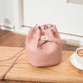 Fashion PU Leather Simple Bucket Bag Versatile Mini Shoulder Bag Solid Color Large Capacity Crossbody Bag Commuting Tote Bag