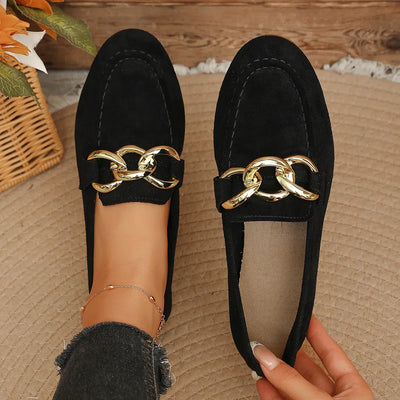 2026 Hot Sale Women Flat Shoes Outdoor Metal Decor Slip on Soft Sole Shallow Loafers .Comfortable Casual Walking Shoes for Women