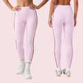 Women High Waist Yoga Leggings Side Bicolor Stripes Design High Stretch Opaque Soft Breathable Workout Pants