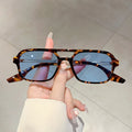 Trendy Women Double Beam Sunglasses Square Summer Sun Shades for Travelling Hiking UV Protection Driving Design Sun Glasses