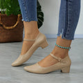 New Round Head Shallow Square Heel Shoes Women's Elegant Fashion High Heels Dress Shoes Zapatos Mujer