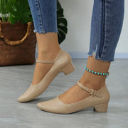 New Round Head Shallow Square Heel Shoes Women's Elegant Fashion High Heels Dress Shoes Zapatos Mujer