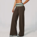 Women Yoga Pants Striped Flare Fashion Polka Dot And Striped Wide Leg Pants For Women Fold Over Waist Bell-bottoms Flare Yoga Pants Push Up Workout Leggings