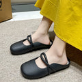 Comfortable Mary Jane Closed Toe Mules Shoes Spring 2026 Trend Cross Strap Soft Thick Sole Clogs Shoes Girls Flat Garden Slides