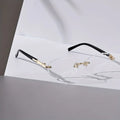 Vintage-Inspired Oval Frameless Fashion Glasses for Men Women Metal Frame Tone Accents Multiple Sunglasses Colors Available