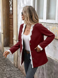 Women Blazer    Lace Trim Jacket  Long Sleeve Coat   Office Outerwear  Casual Blazer  Womens Fashion