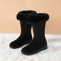 EOFK Women Snow Boots Winter Fur Waterproof Mid Calf Faux Suede Concise Warm Flat With Zip Solid Ladies Ankle Bootie Shoes