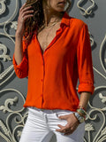 Women Blouse Tops Women Elegant Solid Chiffon Blouse Spring Summer Casual Long Sleeve V Neck Loose Shirt Office Lady Tunics Oversized Tops 2024
