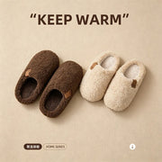 Winter Warm Fuzzy Slippers for Women Men Teddy Plush Sherpa Closed Back House Shoes Anti-Slip Indoor Home Slippers