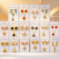3/6/8/10Sets Fashion Stainless Steel Colorful Drip Oil Earring Necklace Set For Women Mix Style Trendy Heart Flower Jewelry Gift