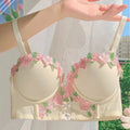 Lingerie Sexy Thin Lingerie Lace Embroidery fFower Underwear Bra Underwear Set French Sweet Girlish Bra And Panty