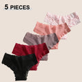 5Pcs/Set Women's Cotton Lace Patchwork Bikini Panties Seamless Low Waist Quality Breathable Brazilian Panty Female Sexy Lingerie