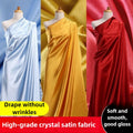 Satin Fabric By The Meter High Grade Crystal Satin Fabric Glossy By The Meter for Clothes Dress Shirt Decoration Diy Sewing Soft Silky Designer Cloth Blue
