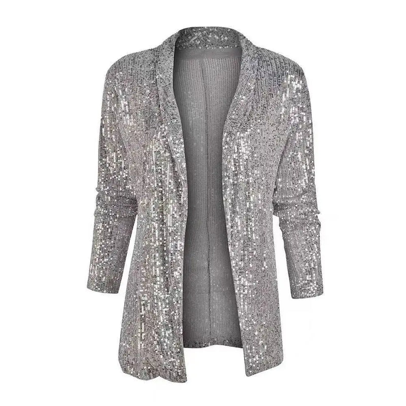 Sequin Cardigan Jackets New Autumn Club Office Party Coats Glitter Chic Jacket Elegant Lady Top Outwear Women's Blazer