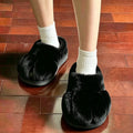 Lovely Cat Paw Fluffy Fur Indoor Slippers Women Winter 2026 Cute Warm Plush Home Slippers Plus Size Kawaii Furry Shoes Unisex