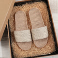 New Linen Slippers for Women at Home, Indoor Anti Slip Couple Summer Floor Slippers Men Shoes