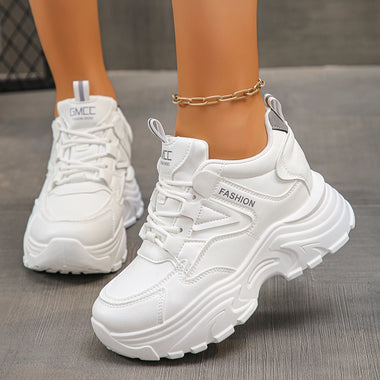 Women's Height Increasing Chunky Sneakers White Black Platform Sports Shoes for Women Plus Size 42 Thick Bottom Vulcanized Shoes