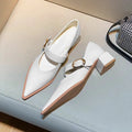 2025 New Designer Vintage Heels Women Silvery Pointed Toe Women Mary Jane Shoes Fashion Shallow Casual Low Heel Dress Shoes