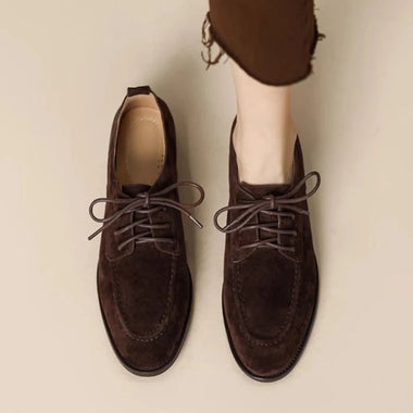 New Women Flats Shoes Lace Up Office Loafers Shoes Casual Sneaker 2026 Spring Casual Suede Shoes Elegant Comfort Mujer Zapatos