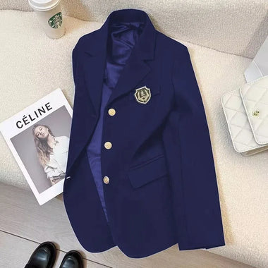 Spring Fashion New Women's Elegant High-end Suit Jacket with Lapel and Student Design Sense, Versatile Long Sleeved Jacket