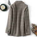 Vintage Blazer Women  Single Breasted Office Ladies Plaid Blazer Long Sleeve Loose Plaid Coat Jacket Women Blazers Female 2025