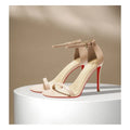 Strap sandals for women with slim heels for the summer of 2026, featuring exposed toes, sexy and fashionable nude high heels