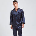Silk Pajamas Satin Men Silk Satin Pajamas for Men Sleepwear Cozy Soft Print Long Sleeve Nightgown Tops + Trousers Two Pieces Mens Pajama Set